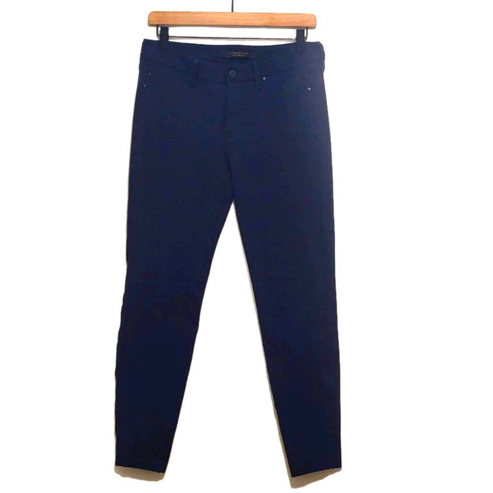 LIVERPOOL Jacqueline Mid Rise Stretch Dark Night Navy Blue Skinny Pant Size 8